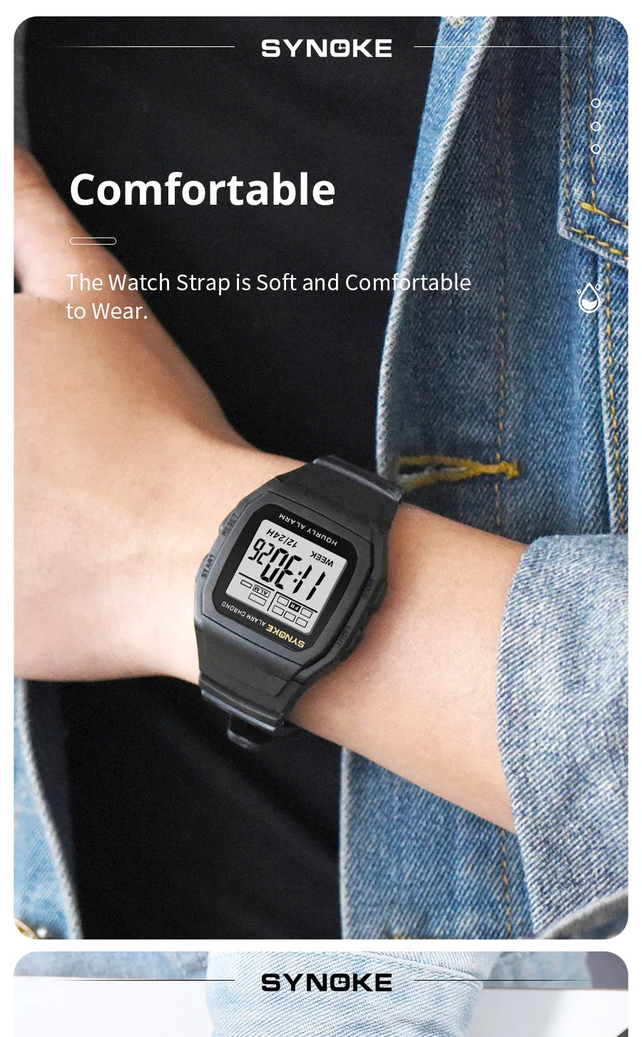 SYNOKE Retro Square Digital Watch | Student Outdoor Sports Luminous Waterproof Multifunction