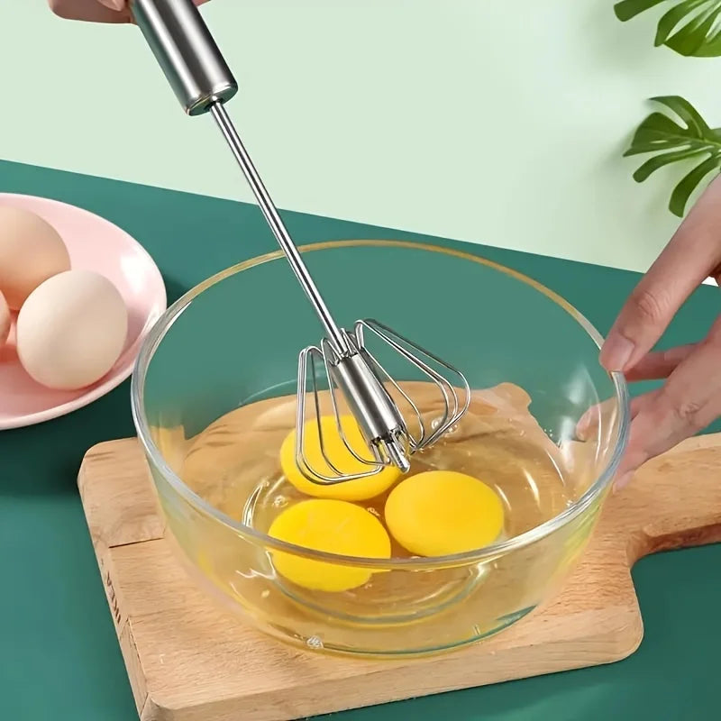 Whisk Faster. Bake Better. — Stainless Steel Semi-Automatic Egg Beater | S/M/L Sizes, Hand Push Mixer, Milk Frother, Kitchen Baking Tool