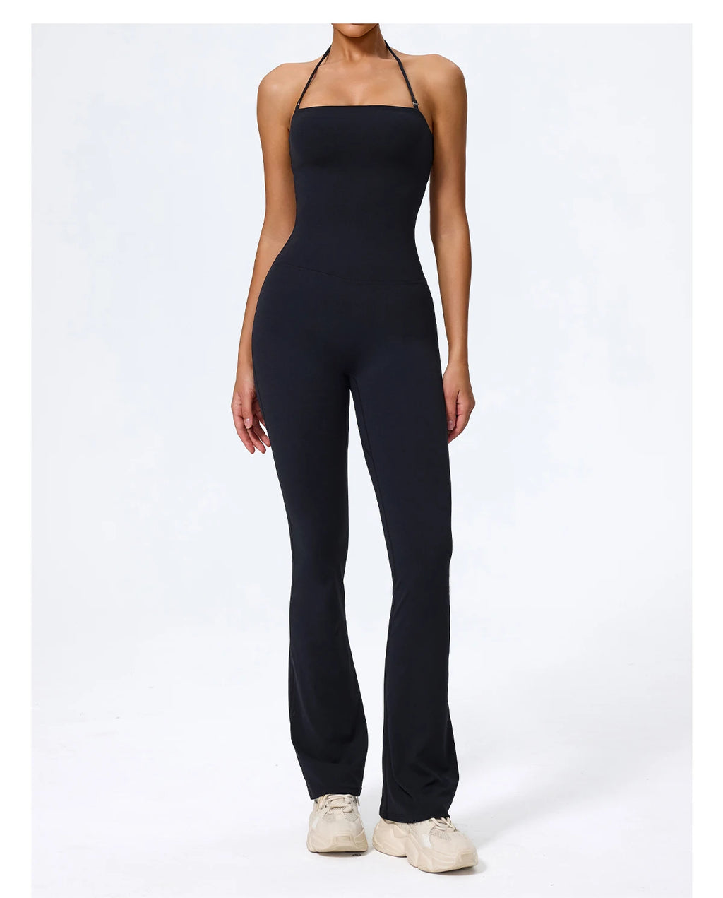 Women's Sleeveless Yoga Jumpsuit – Gym Flared Overalls Neck-Hanging Backless Sportswear