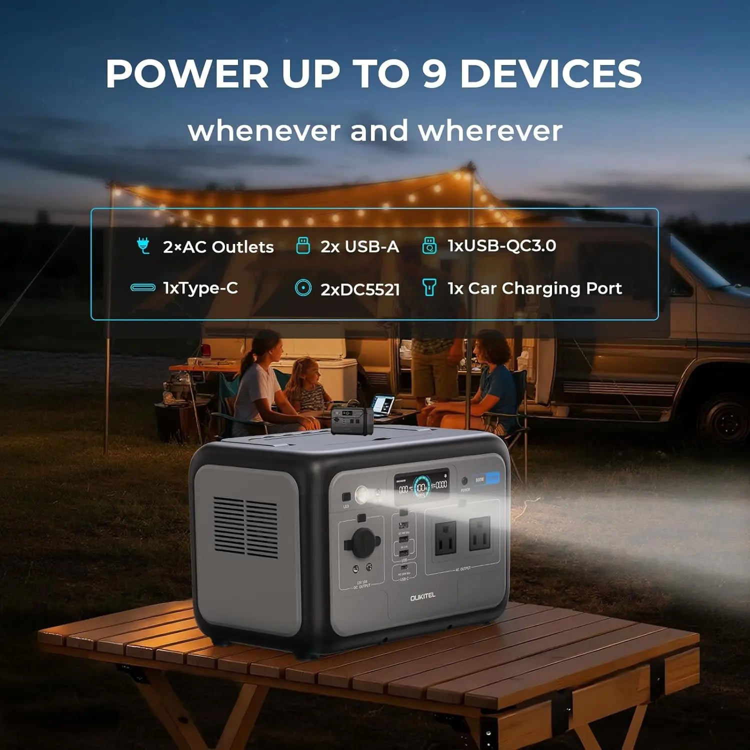 OUKITEL P800E Portable Power Station — 800W 512Wh LiFePO4 Solar Generator for Home Backup & Camping