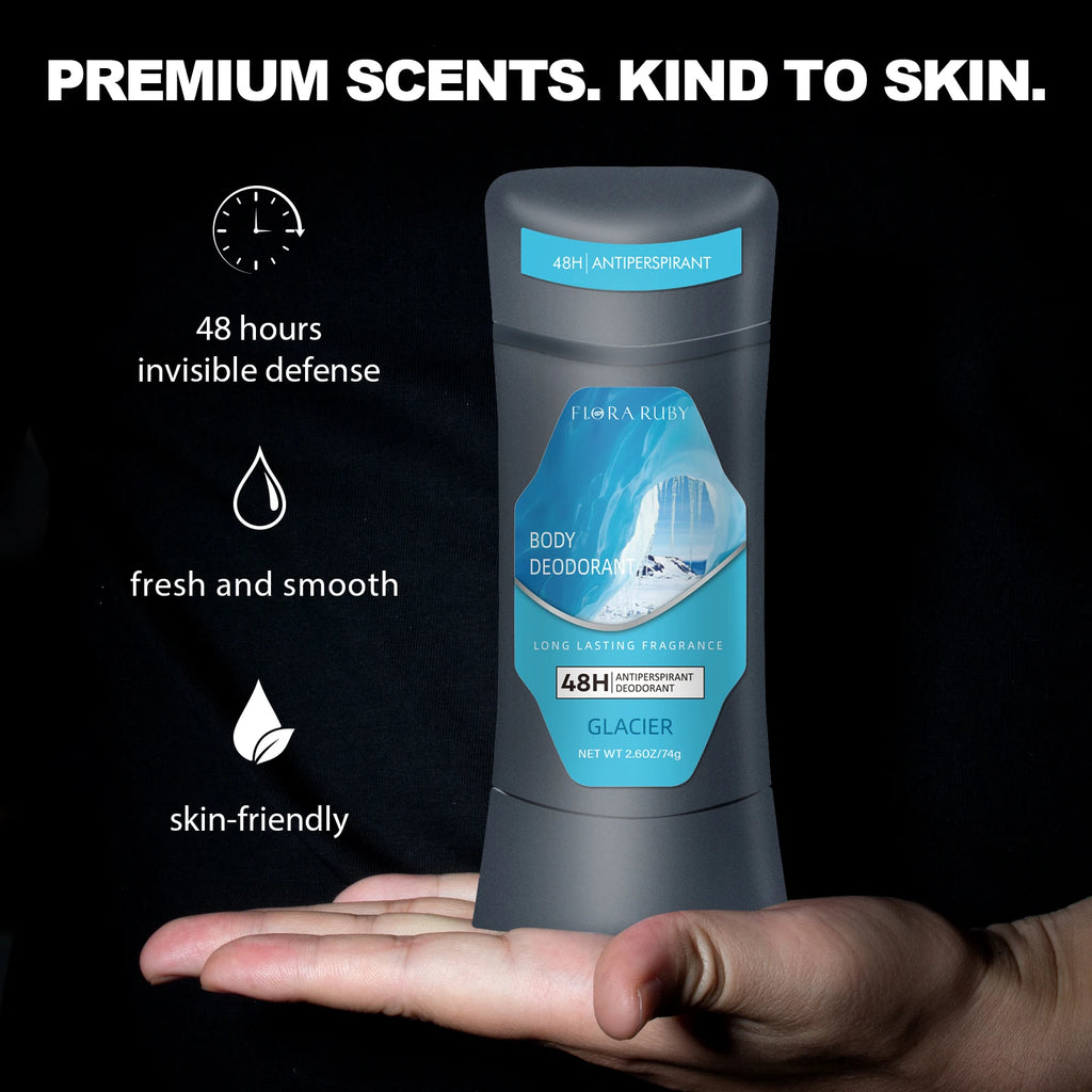 Men’s 72-Hour Odor Control Deodorant Stick 74g – Glacier Scent Antiperspirant Body Care