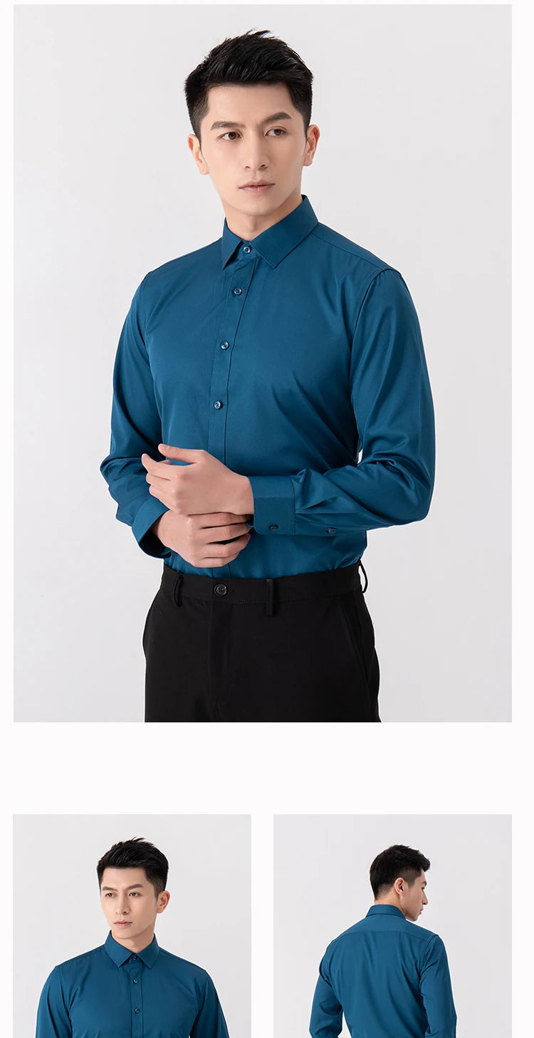 Men's Slim Fit Long Sleeve Business Shirt — Tailored Formal Dress Shirt