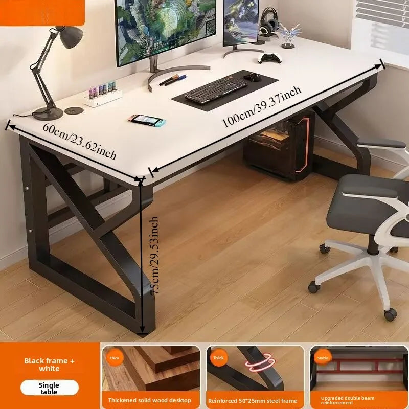 Solid Wood Core Gaming & Home Office Desk — E0 Eco-Friendly, Dual Cable Management, Multiple Sizes & Styles