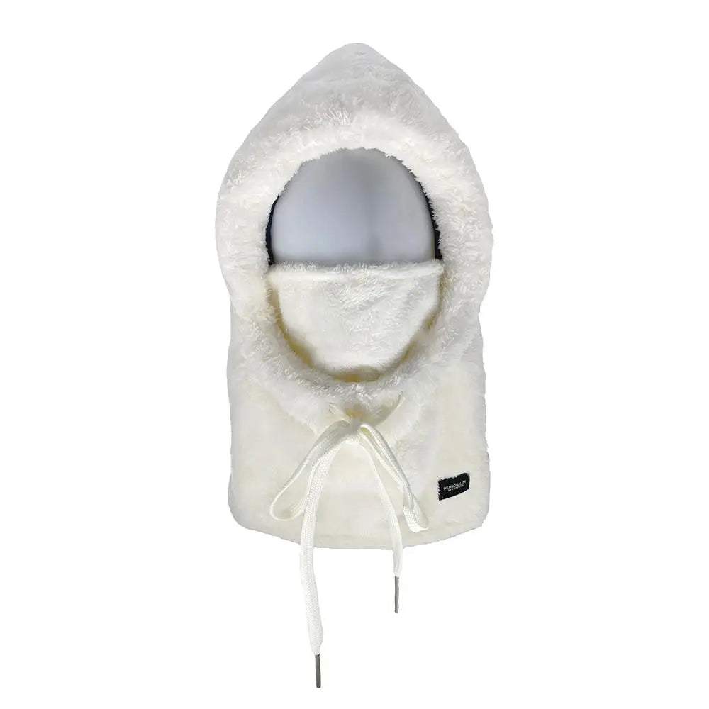 Plush Drawstring Balaclava Hood with Face and Neck Cover