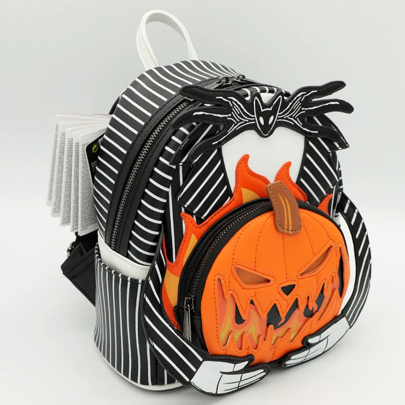 Nightmare Before Christmas Jack Pumpkin Glow Anime Backpack – Cartoon Character Bag for Women & Students