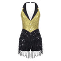 Women's Sequin Dance Dress – Shiny Sleeveless Latin Jazz Tango Salsa Leotard Bodysuit Outfit