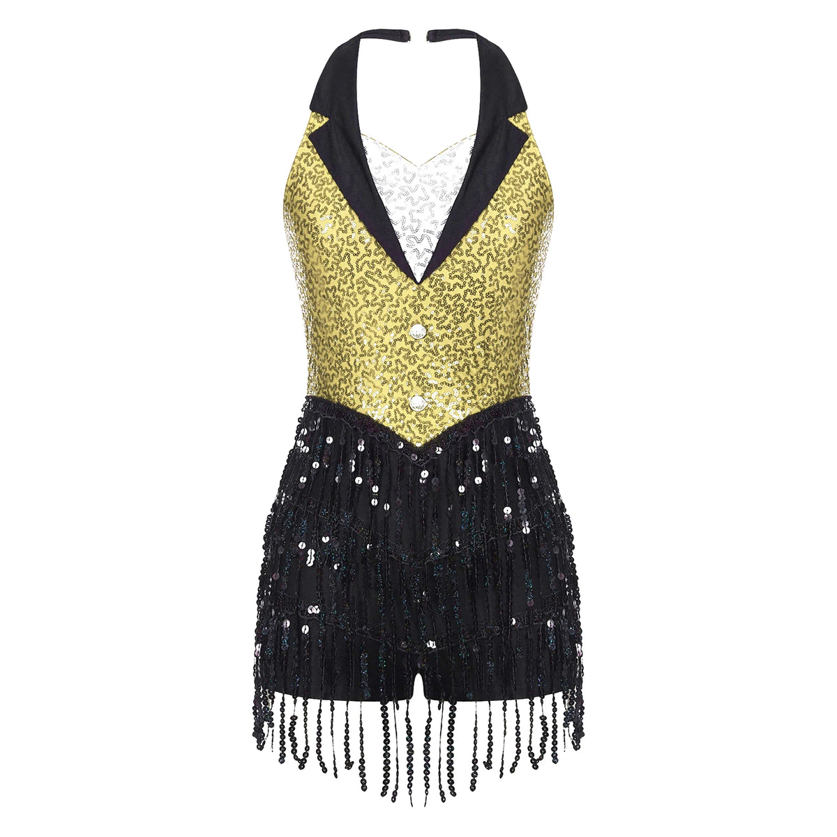 Women's Sequin Dance Dress – Shiny Sleeveless Latin Jazz Tango Salsa Leotard Bodysuit Outfit