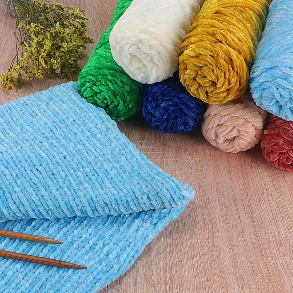 Chenille Soft Velvet Yarn – 95g Blended Knitting Wool for Crochet Scarves, Baby Blankets & Hats
