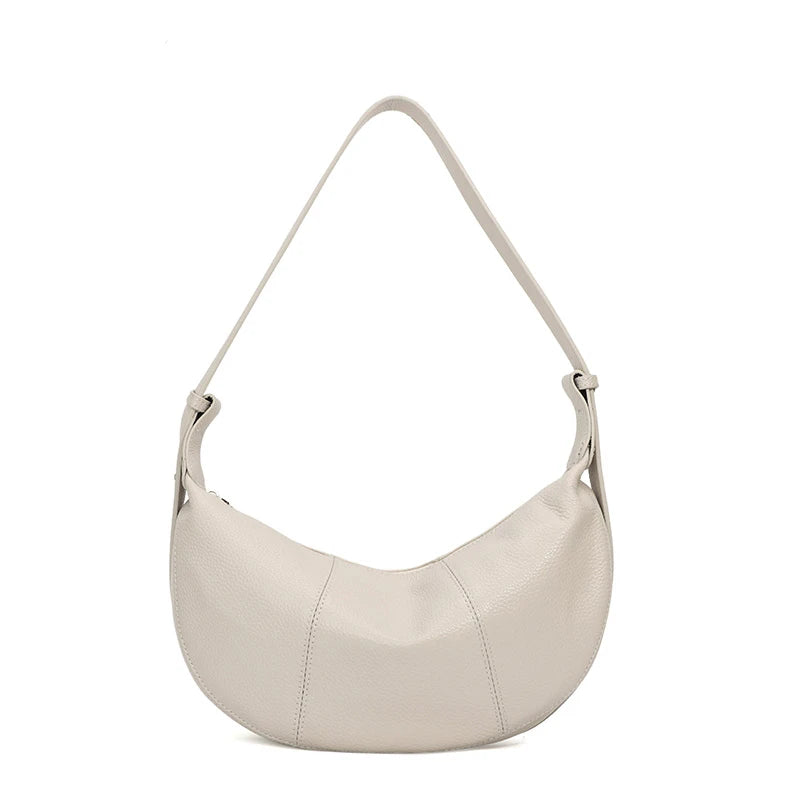 Badiman Genuine Cowhide Half-Moon Underarm Bag – Large Capacity Shoulder Crossbody Tote for Women