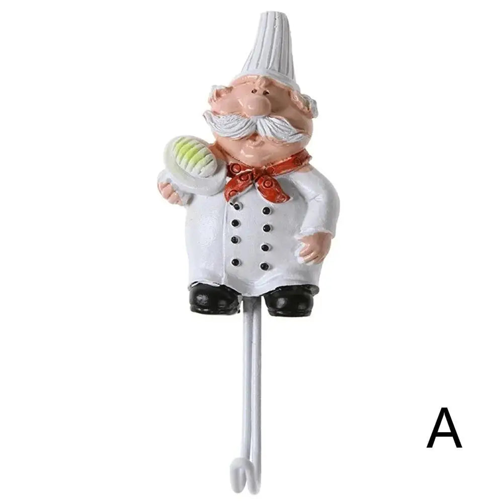 Chef Cartoon Wall Hook – Self-Adhesive Kitchen Utensil Hanger for Towels, Tools & More