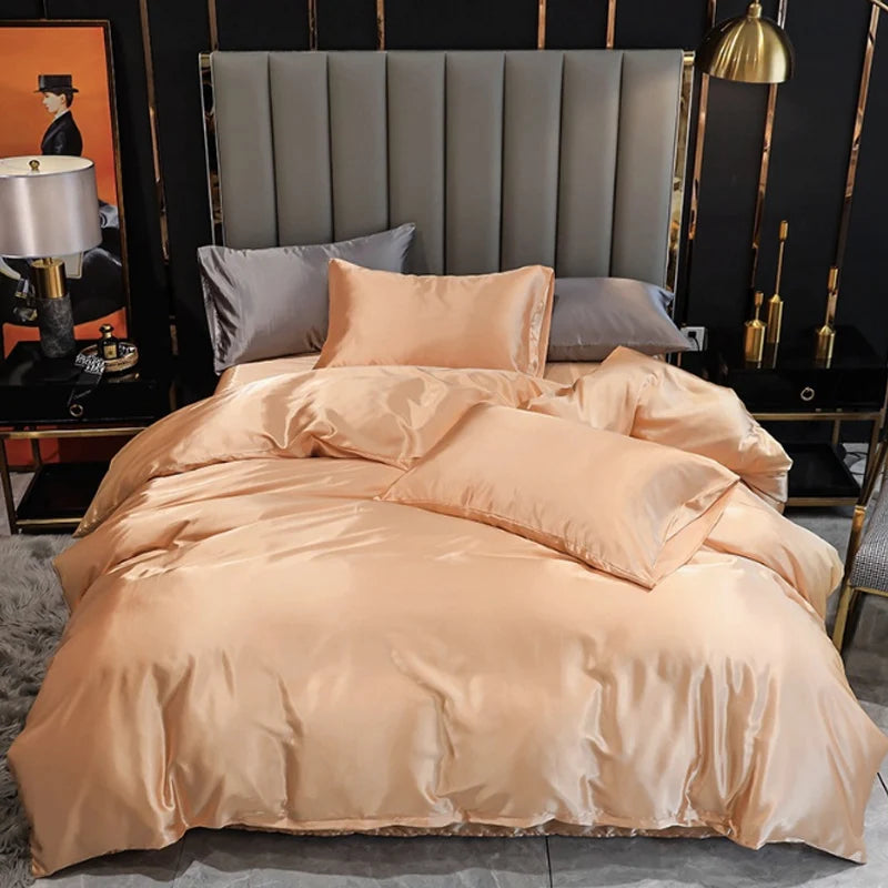 Silky Textured Duvet Cover Set – Microfiber Comforter Cover with Pillow Shams, Multiple Sizes
