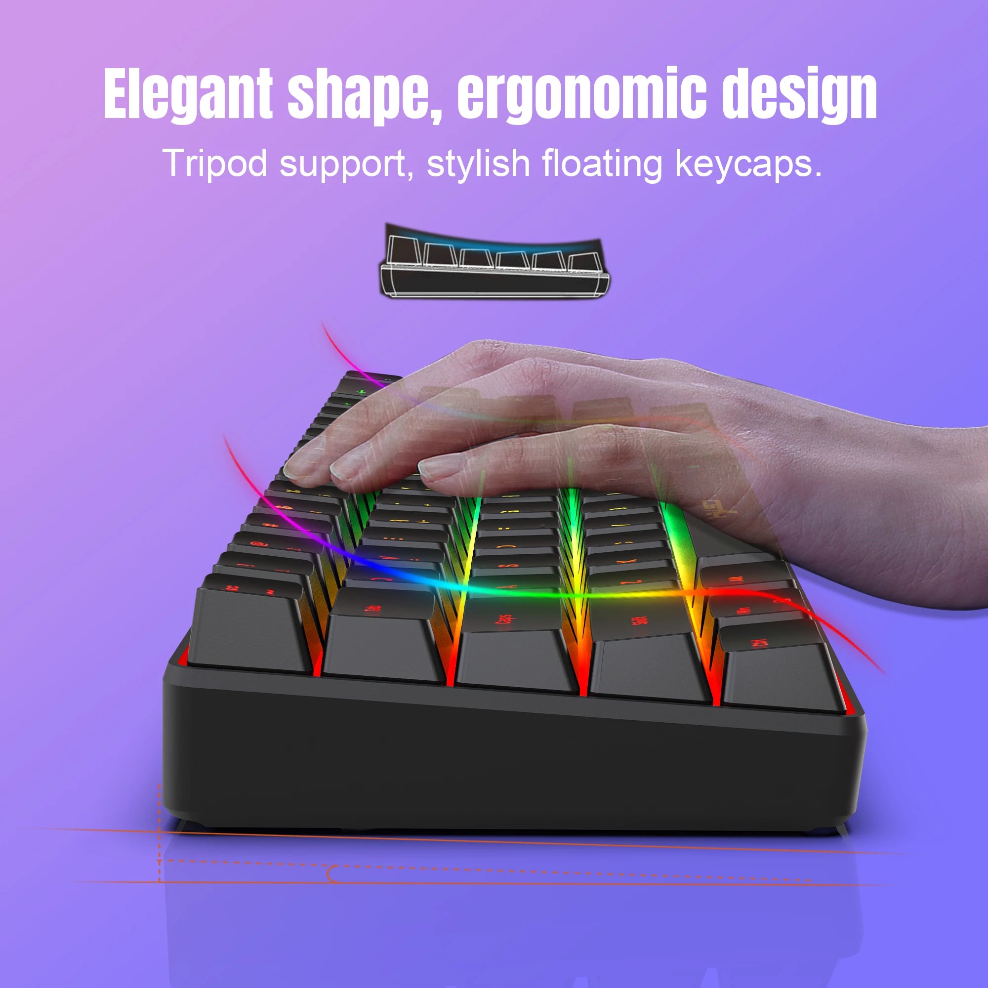 68-Key RGB Gaming Keyboard — USB Wired, 20 Backlight Modes, Multi-Language Layout for PC & Laptop