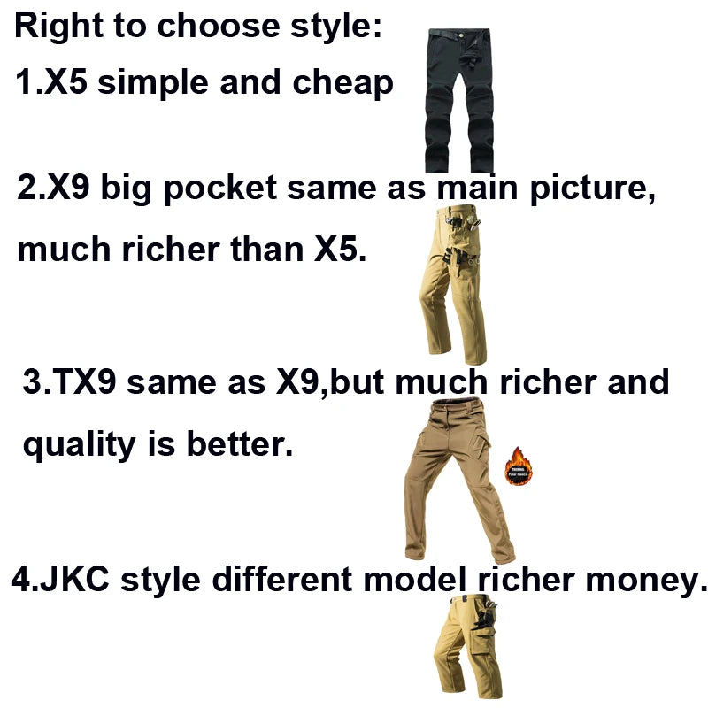 Men's Fleece Softshell Cargo Hiking Pants — Outdoor Tactical Trousers M–5XL