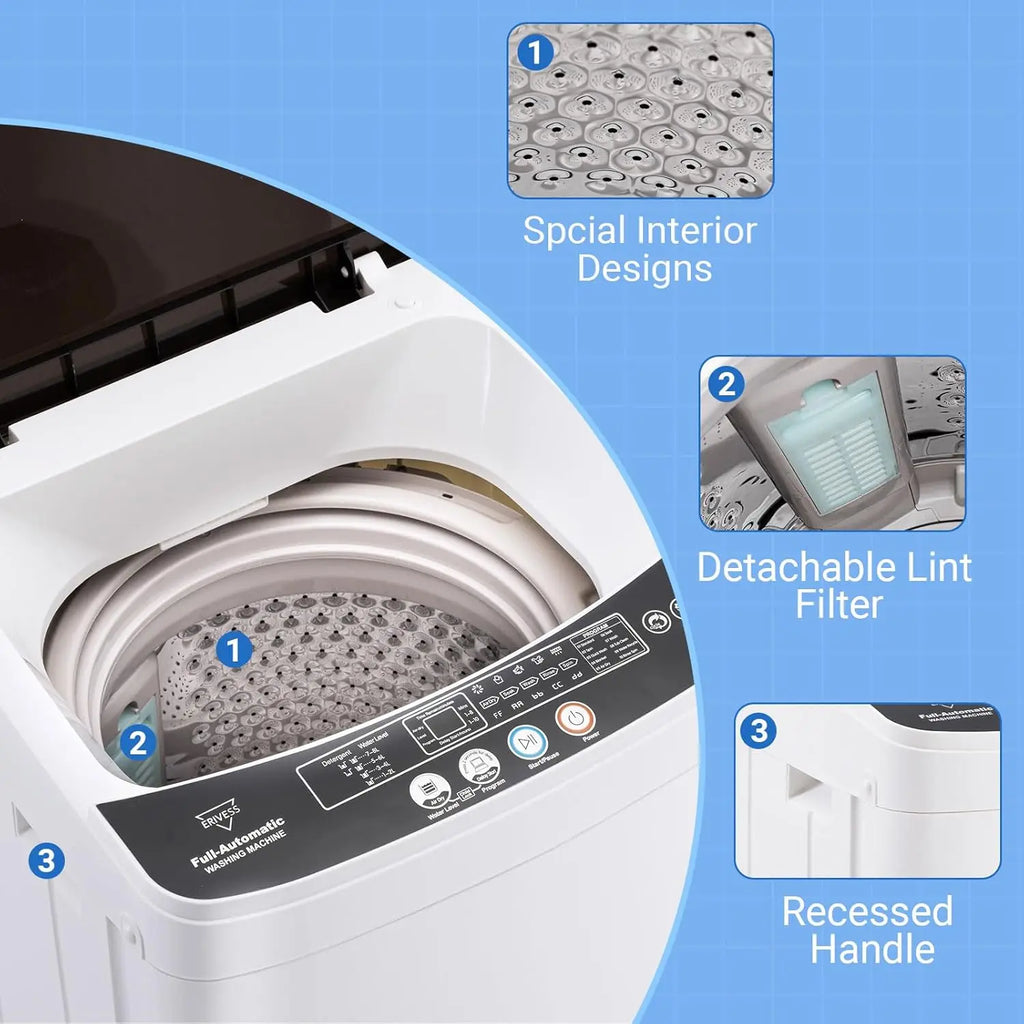 1.6 Cu Ft Portable Clothes Dryer & 16 LBS Full Automatic Washing Machine Set — Stainless Washer & Spinner Combo