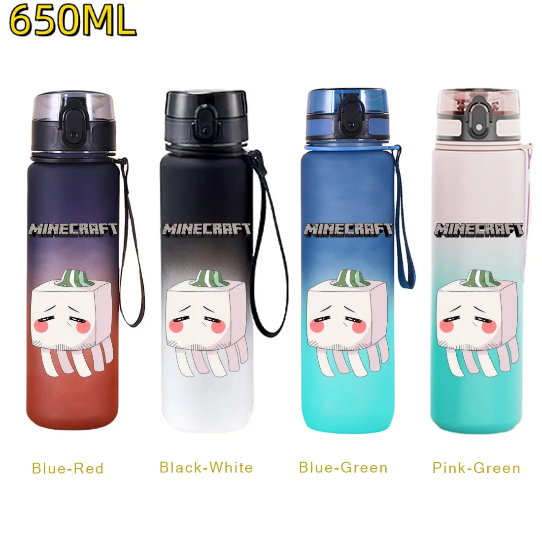 650ml Gradient Color PC Sports Water Bottle with Handle – Leakproof Shaker Bottle for Fitness, Travel & Office