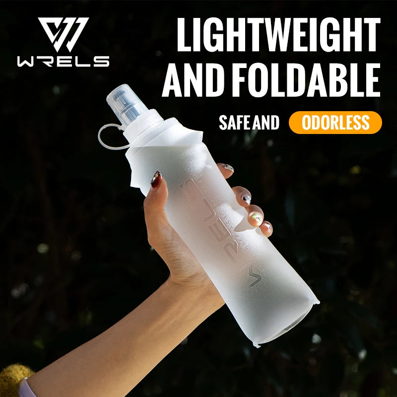 WRELS Collapsible Soft Flask Water Bottle – BPA-Free TPU Foldable Running Bottle for Hiking, Camping & Travel, 150/250/500ml