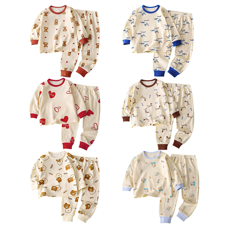 Kids' Casual Autumn Long Sleeve Cartoon Pajamas Set | Soft Comfortable Sleepwear Boys & Girls