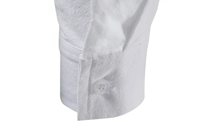 Men's Cotton Linen Drawstring Long Sleeve Shirt — Vintage Casual US Size Top