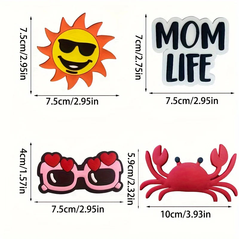 8-Piece Cartoon Rubber Charm Inserts for Beach Bag – Tote Handbag Handle Decoration Set