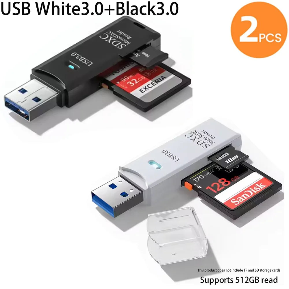 USB 3.0 Multi-Card Reader & Hub Adapter – SD, TF, MiniSD, Flash Drive for PC & Laptop