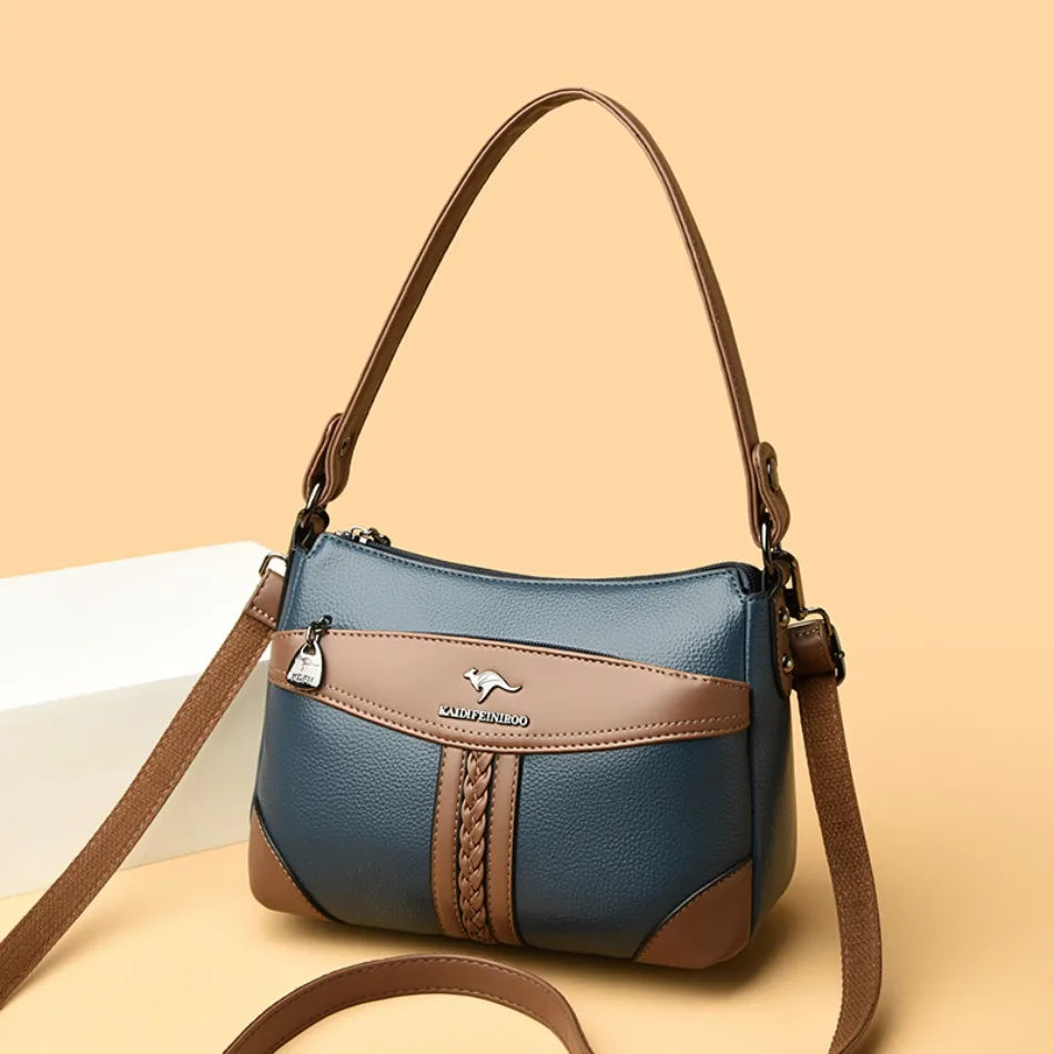 Luxury Genuine Leather Flap Shoulder Bag – Sequin Crossbody Handbag for Women