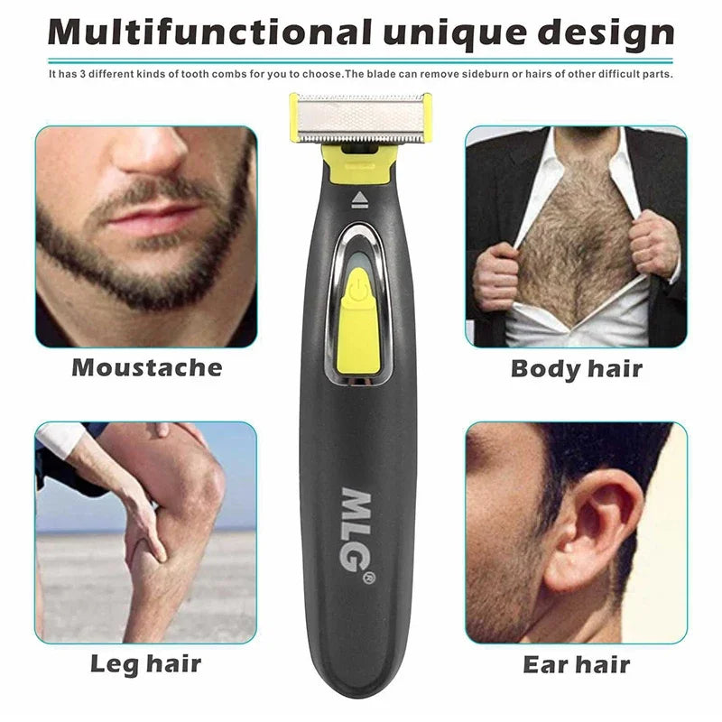 MLG Portable Full Body Electric Shaver – T-Blade, Wet & Dry, USB Rechargeable, Washable