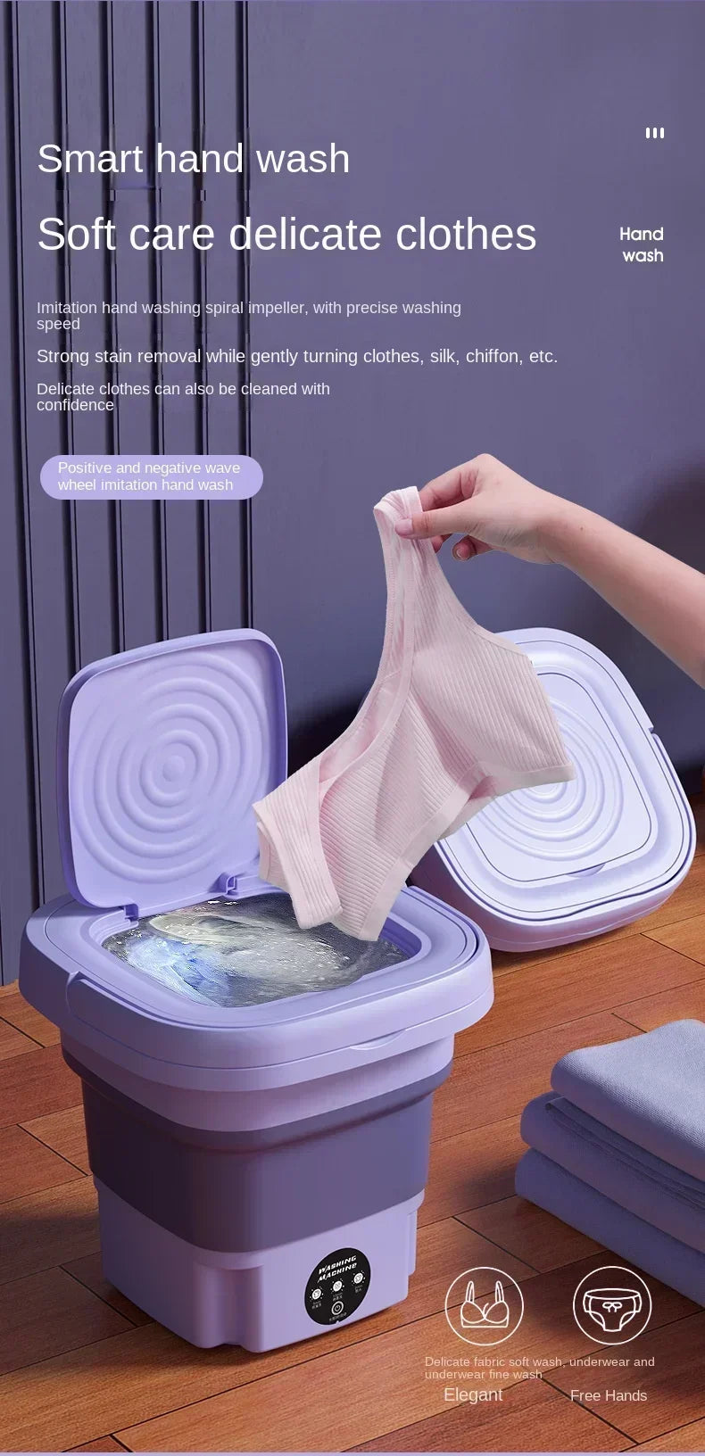 Portable Washing Machine And Dryer Combination,Mini Folding Washing Machine With Disinfection Function For Socks And Underwear