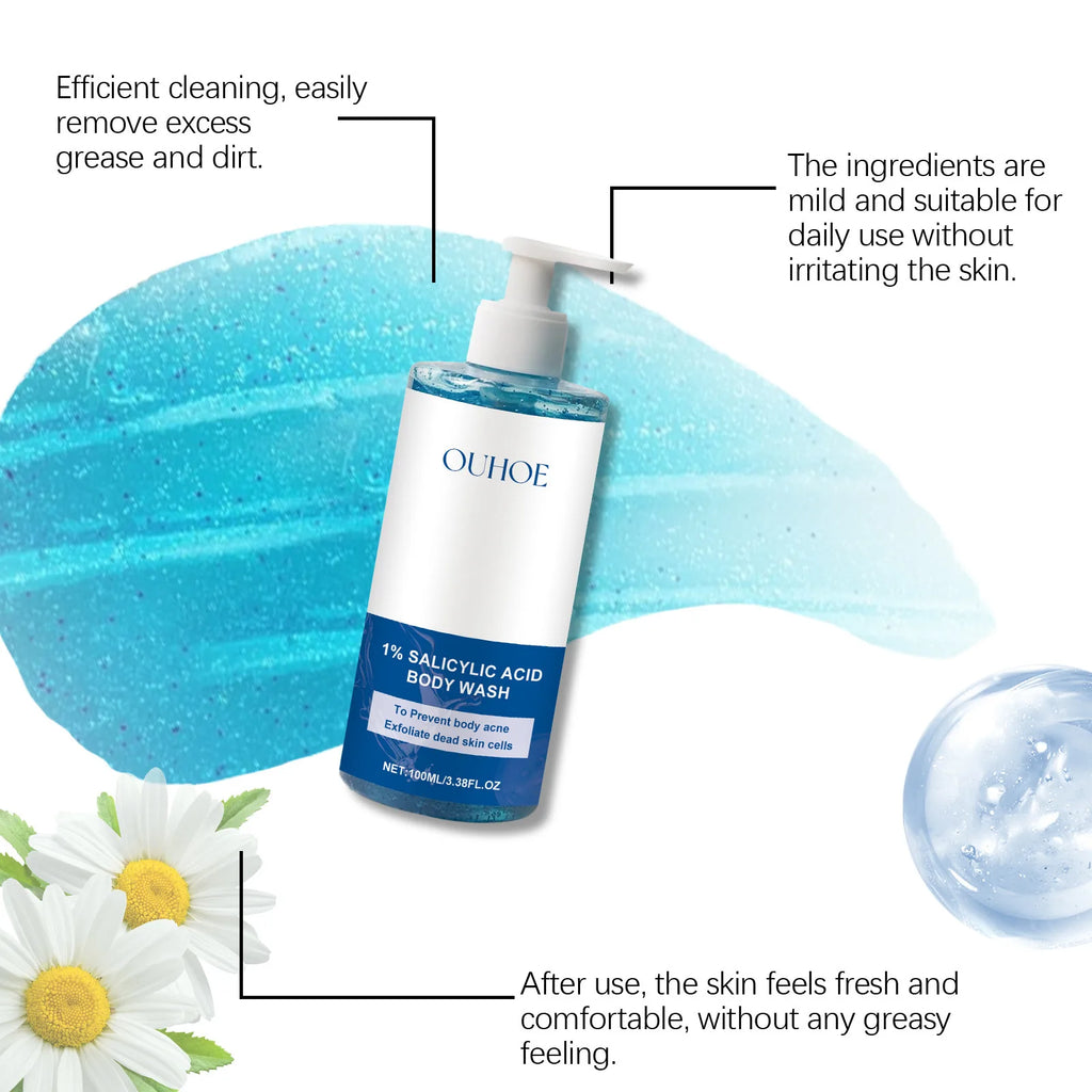 Salicylic Acid Body Wash – Acne, Pore & Brightening Shower Gel, Moisturizing, 100ml–400ml