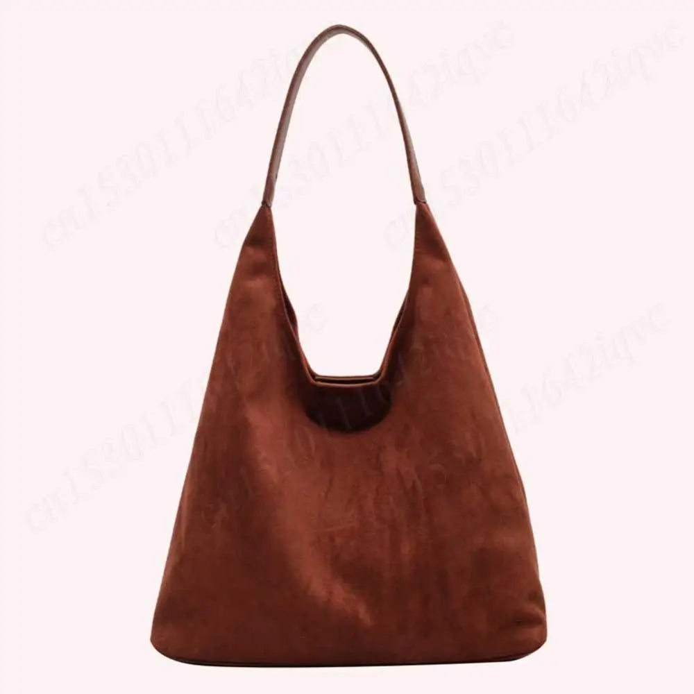 Vintage Suede Large Capacity Shoulder Tote Bag – Stylish Commuter Hobo Handbag for Women