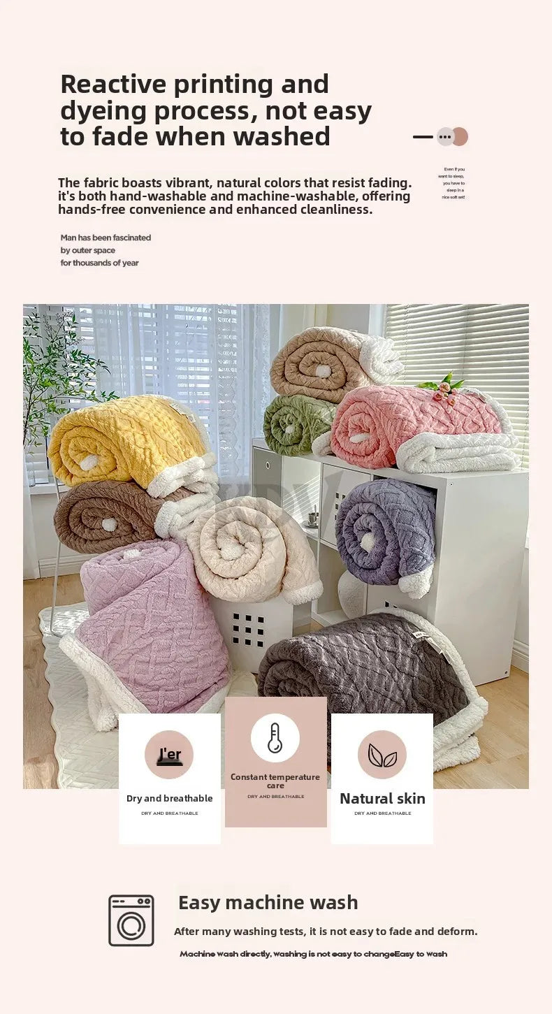 Double-Layer Fleece Blanket – Plush Sofa & Bed Comfort