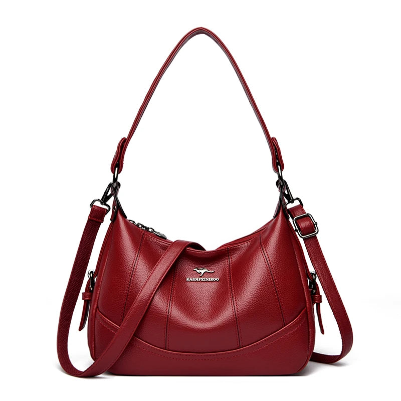 VANDERWAH Genuine Leather Two-Layer Flap Shoulder Bag – Luxury Crossbody Messenger Handbag for Women
