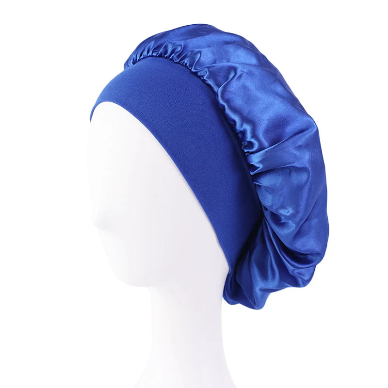 Satin Sleep Bonnet — Wide-Brim Hair Care Cap