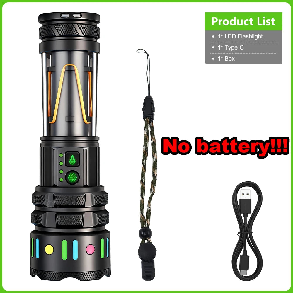 High Power White Laser Flashlight – Rechargeable Zoomable Waterproof Tactical Lantern