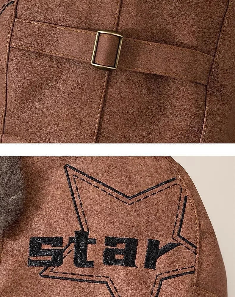Faux Leather Trapper Hat with Plush Lining and Ear Flaps