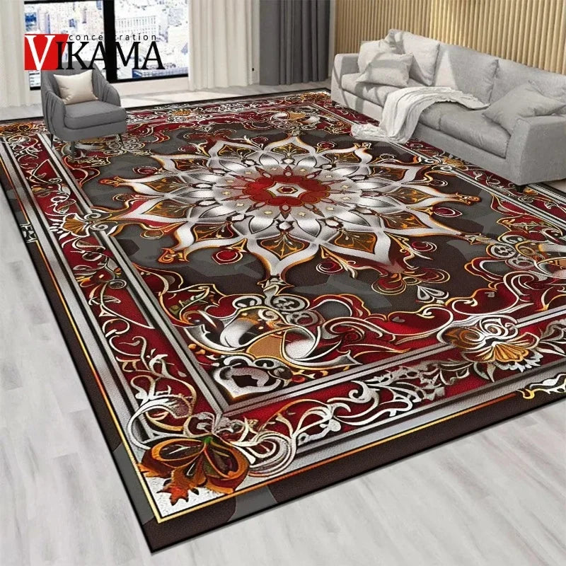VIKAMA Persian Luxury Crystal Velvet Rug – Large Non-Slip Living Room & Bedroom Carpet, 5 Colors & 5 Sizes
