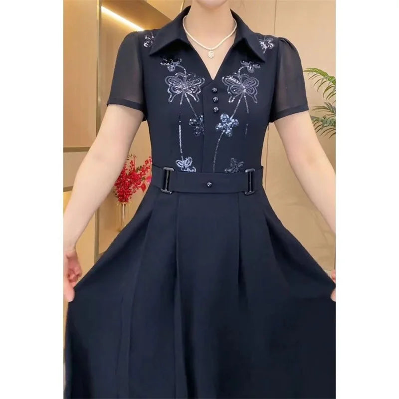 High-End Sequin Long Dress — Western Style Elegant Slim Maxi Dress for Women, Multiple Colors & Sizes