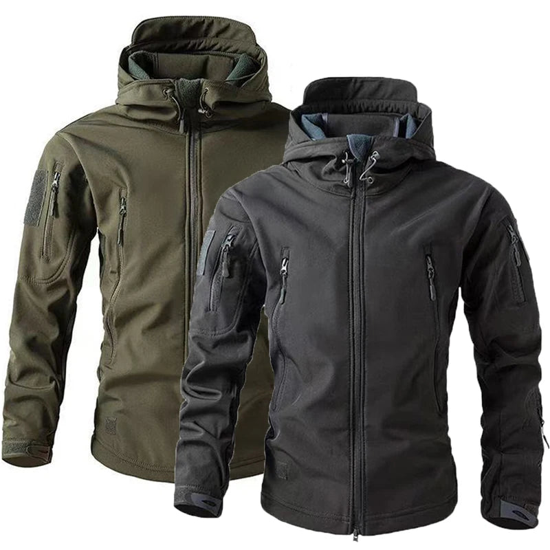 Men's Hooded Softshell Jacket – Multi-Pocket Outdoor Layer