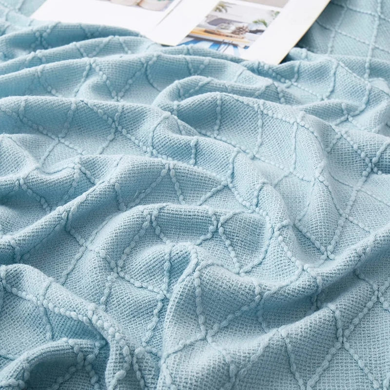 Knitted Acrylic Throw Blanket with Tassels – Chunky Farmhouse Style, 28 Colors & 2 Sizes