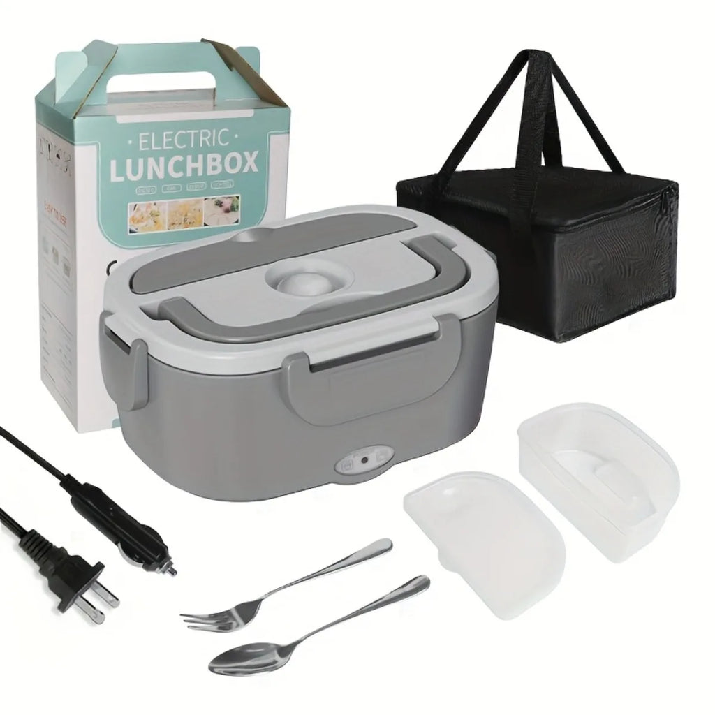 Electric Lunch Box Food Heater — Double Compartment Portable Warmer for Home, Car & Camping (110V-240V / 12V-24V)