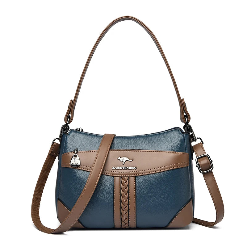 Luxury Genuine Leather Flap Shoulder Bag – Sequin Crossbody Handbag for Women