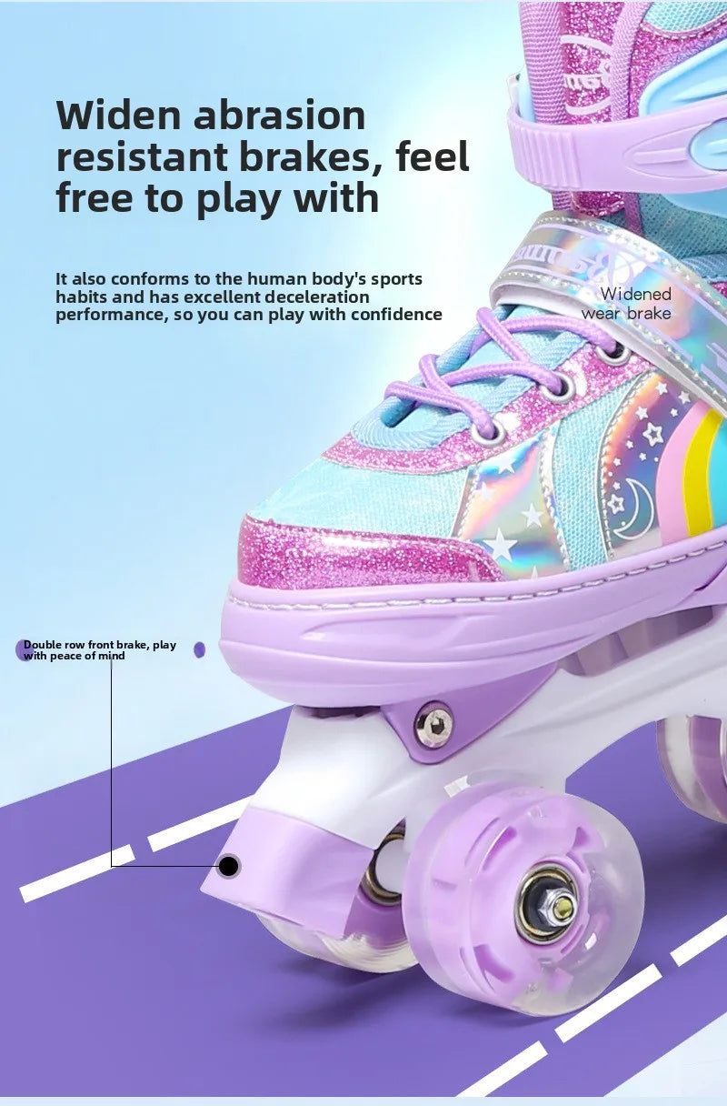 Children's Colorful 4-Wheel Flashing Roller Skates – Beginner Skates for Boys & Girls Ages 2-12