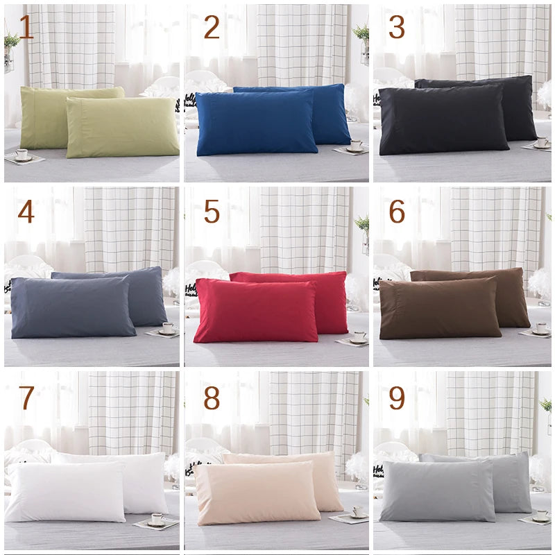 Luxurious Solid Color Pillowcase 2-Pack – Soft Hypoallergenic Pillow Cover, Black, Grey & Pink