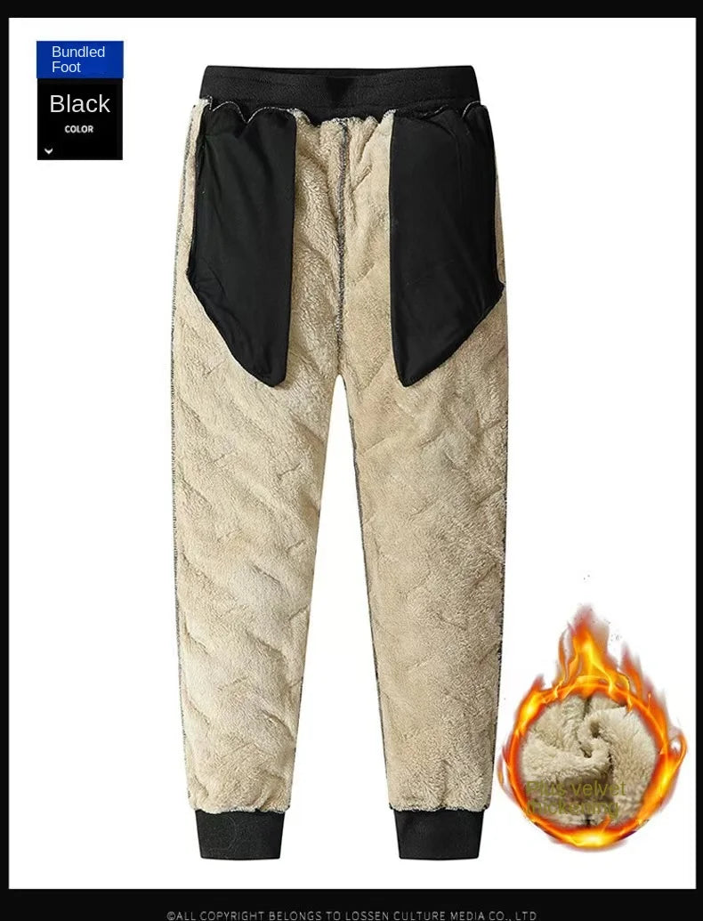 Men's Cashmere-Lined Thick Cotton Pants — Warm Winter Casual Trousers