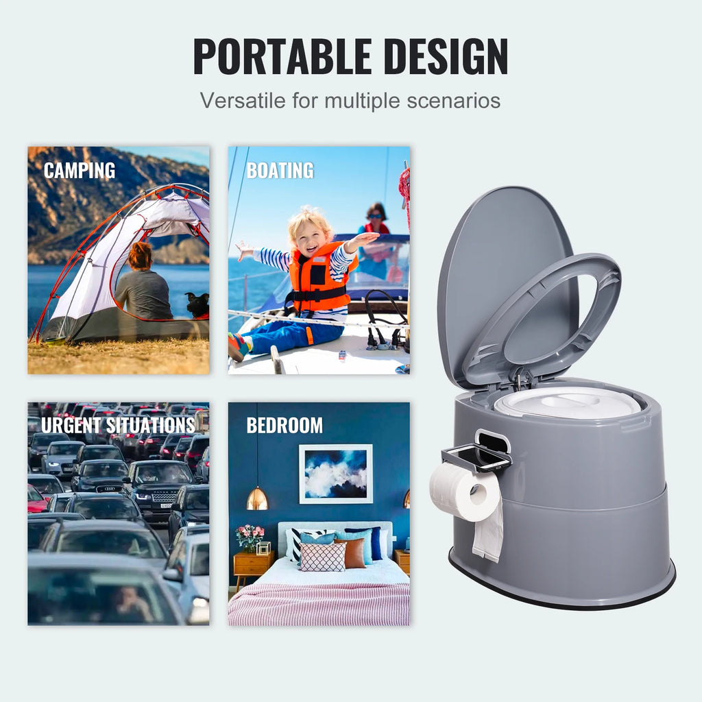 SucceBuy Portable Toilet for Camping — 1.3 Gal Detachable Bucket, 300 lb Capacity, Odor-Seal Lid