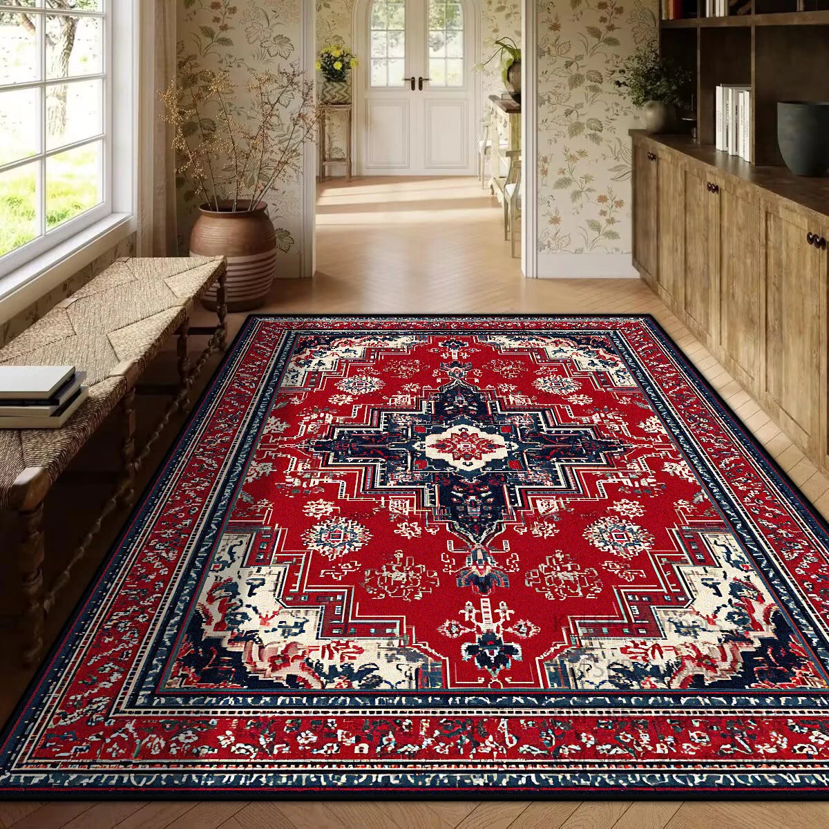Persian Red Luxury Carpet – Non-Slip Large Area Rug for Living Room & Bedroom