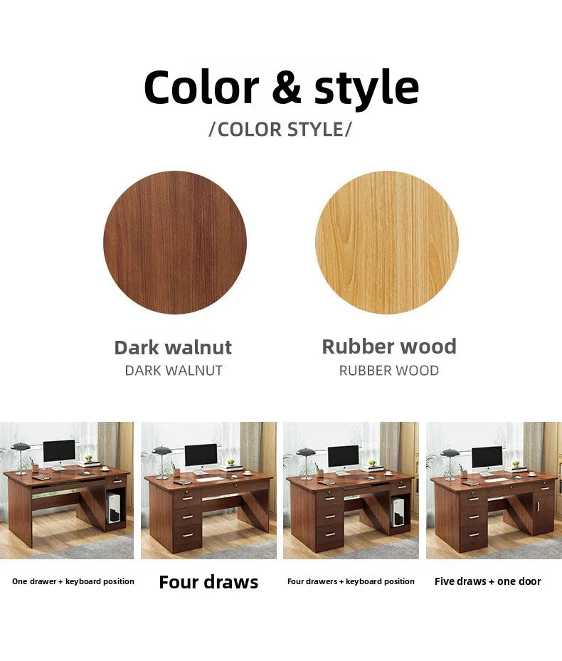 Modern Minimalist Writing & Computer Desk — Durable Wood Office Desk in Oak & Dark Walnut