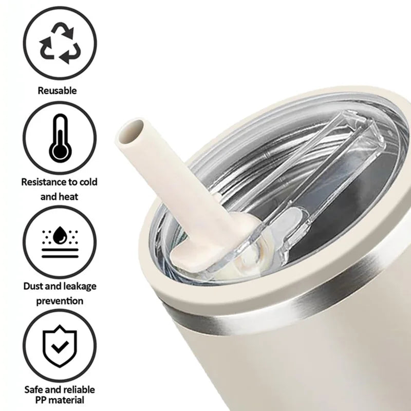 40oz Flip Straw Replacement Lid for Stanley 2.0 Tumbler – Leak-Proof Lid with Straw & Cleaning Brush