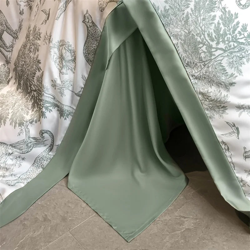 Eucalyptus Lyocell Bedding Set – Silky Soft Forest & Leopard Print Duvet Cover, Bed Sheet & Pillowcases
