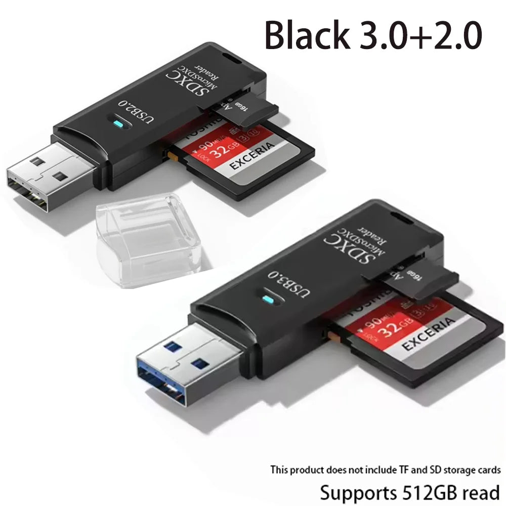 USB 3.0 Multi-Card Reader & Hub Adapter – SD, TF, MiniSD, Flash Drive for PC & Laptop