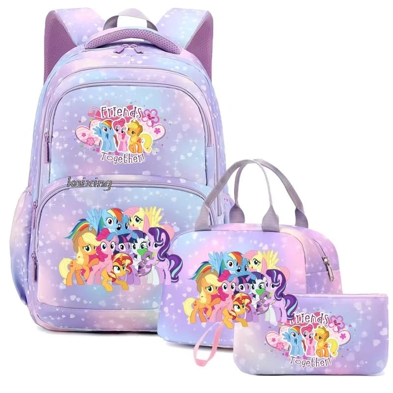 My Little Pony 3-Piece Kids Backpack Set – School Bag, Lunch Bag & Pencil Case